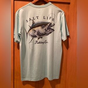 Salt Life Men’s Aqua Fishing Co  SLX (Drifit) Short Sleeves Shirt NWT S